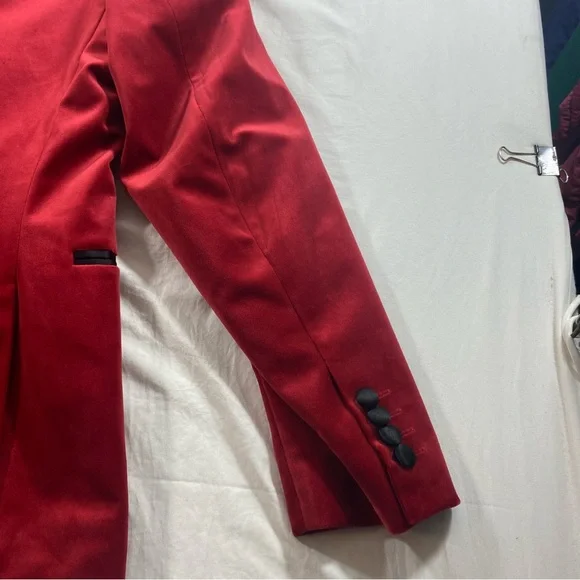 JF J.Ferrar Red and Black Tuxedo Jacket Christmas New year party - Picture 4 of 11